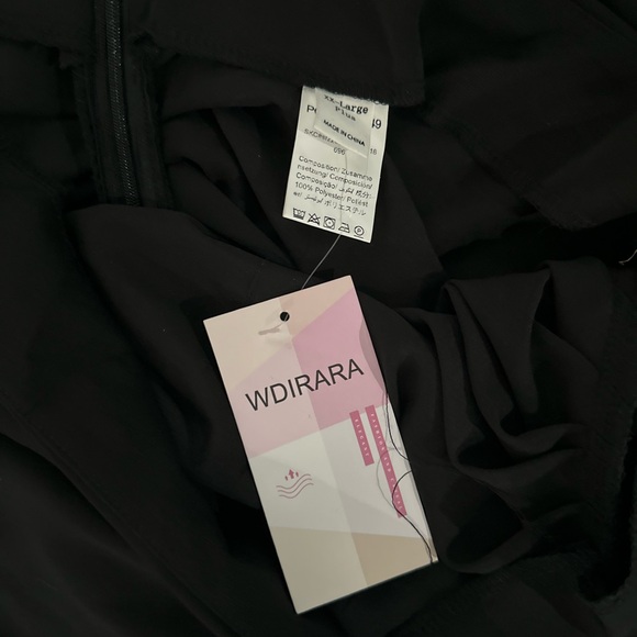 WDIRARA Women's Split Thigh Front Satin High Waist Ruched Zip Back plus size xxl - Picture 2 of 4